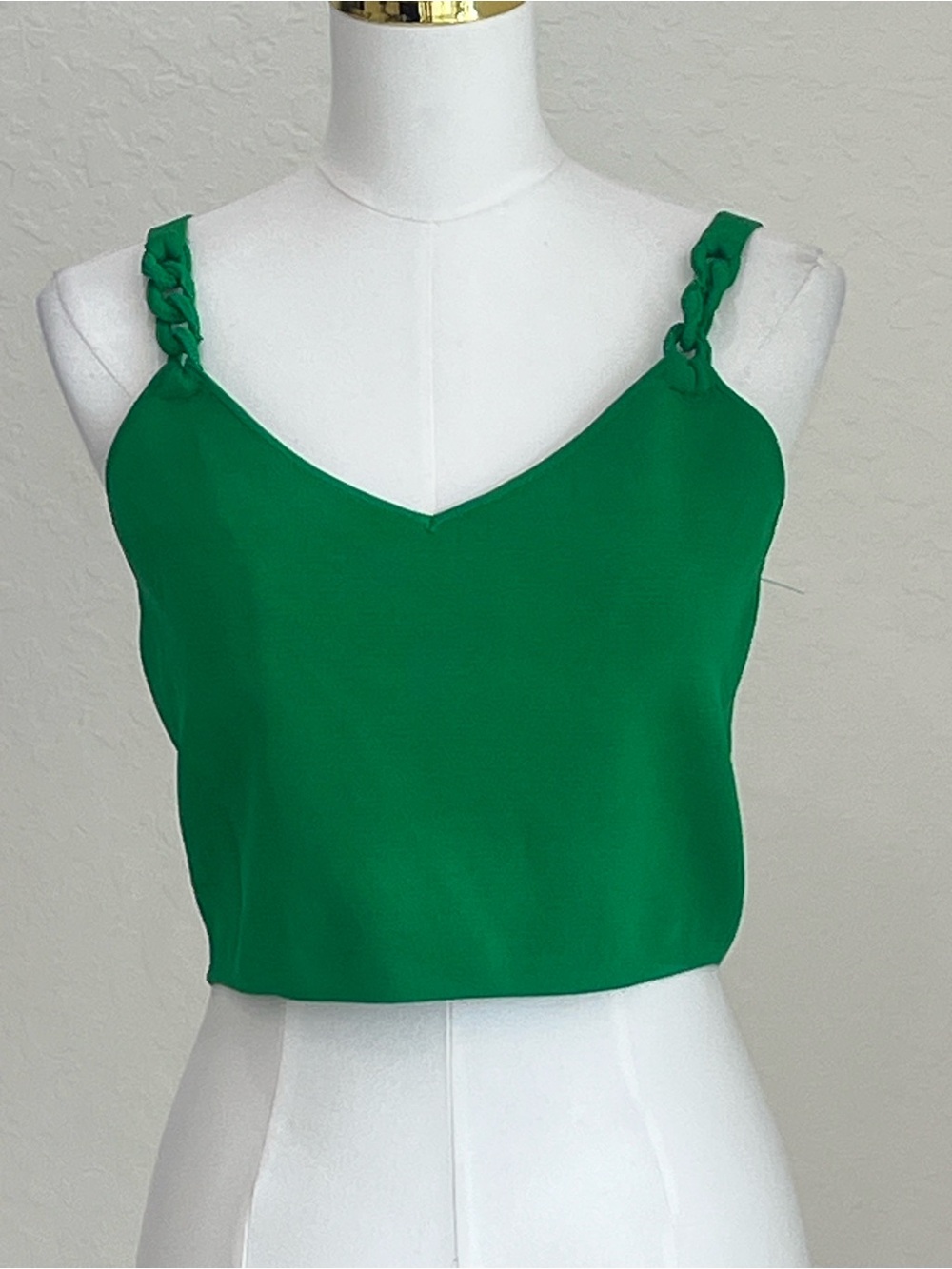 House of Harlow 1960 Emerald Green Braided-Strap V-Neck Crop Top
